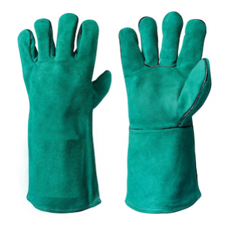 Heavy-Duty Red Leather Welding Gloves with Leather Piping – Heat Resistant & Durable Protection